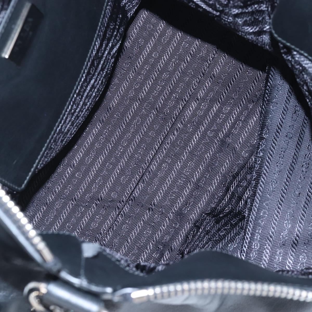 PRADA Shoulder Bag Leather Black Silver Auth am12823SAM