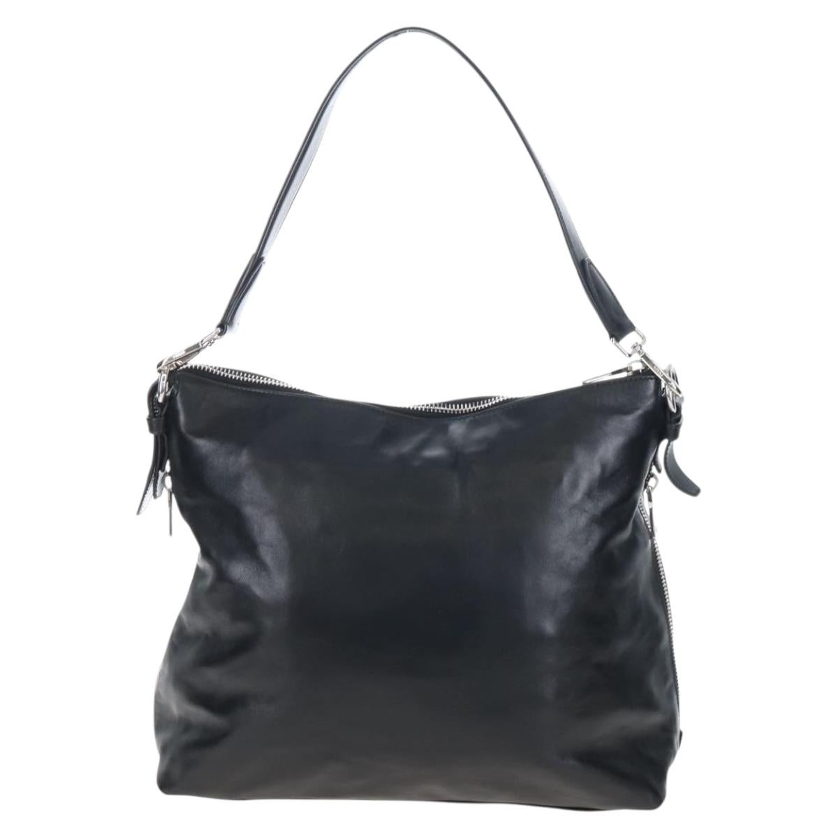 PRADA Shoulder Bag Leather Black Silver Auth am12823SAM