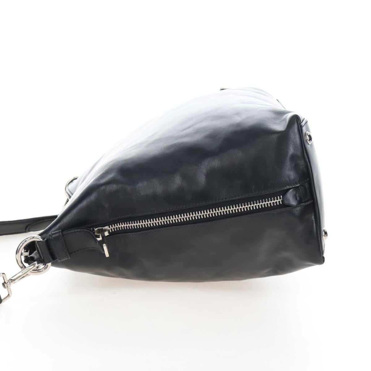 PRADA Shoulder Bag Leather Black Silver Auth am12823SAM