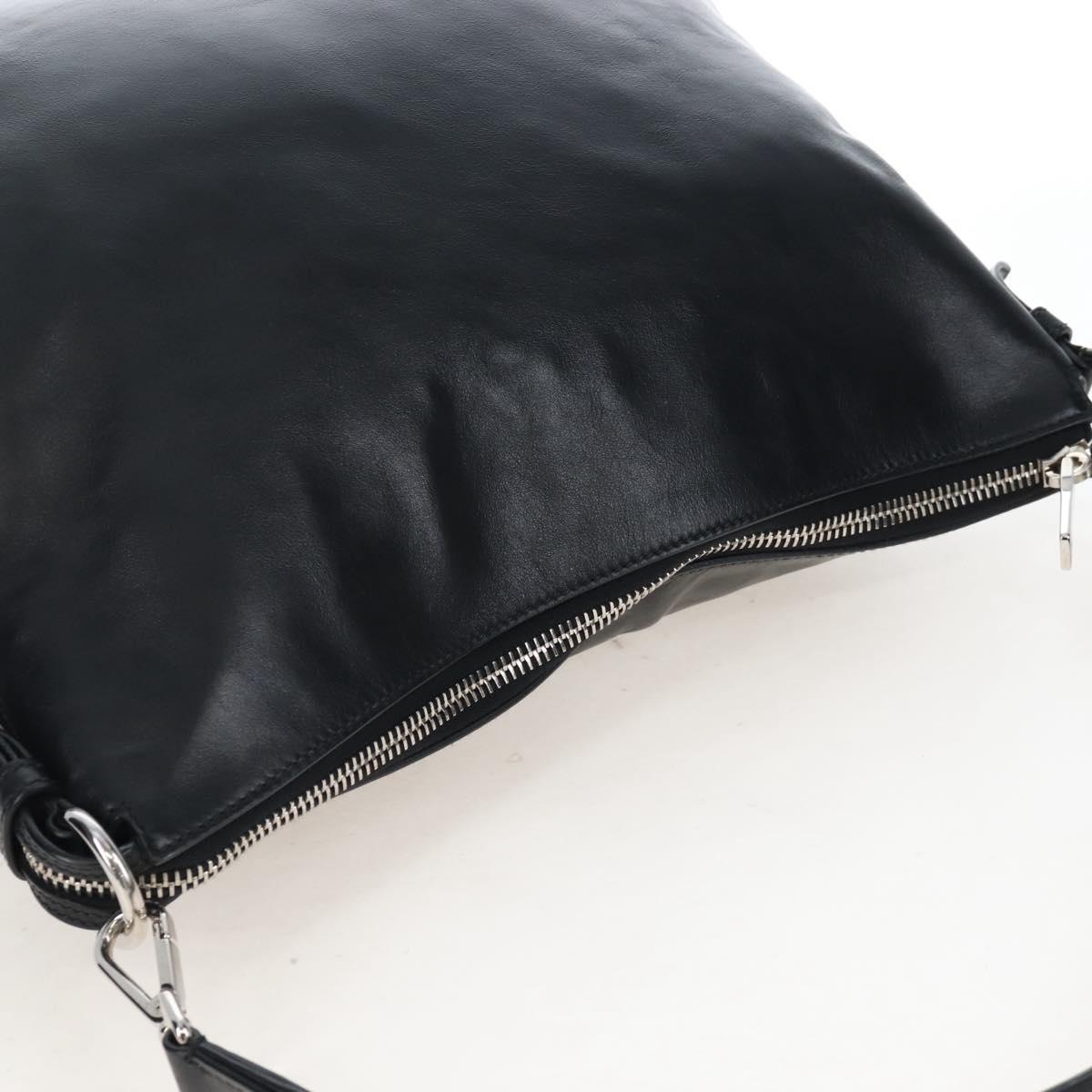 PRADA Shoulder Bag Leather Black Silver Auth am12823SAM