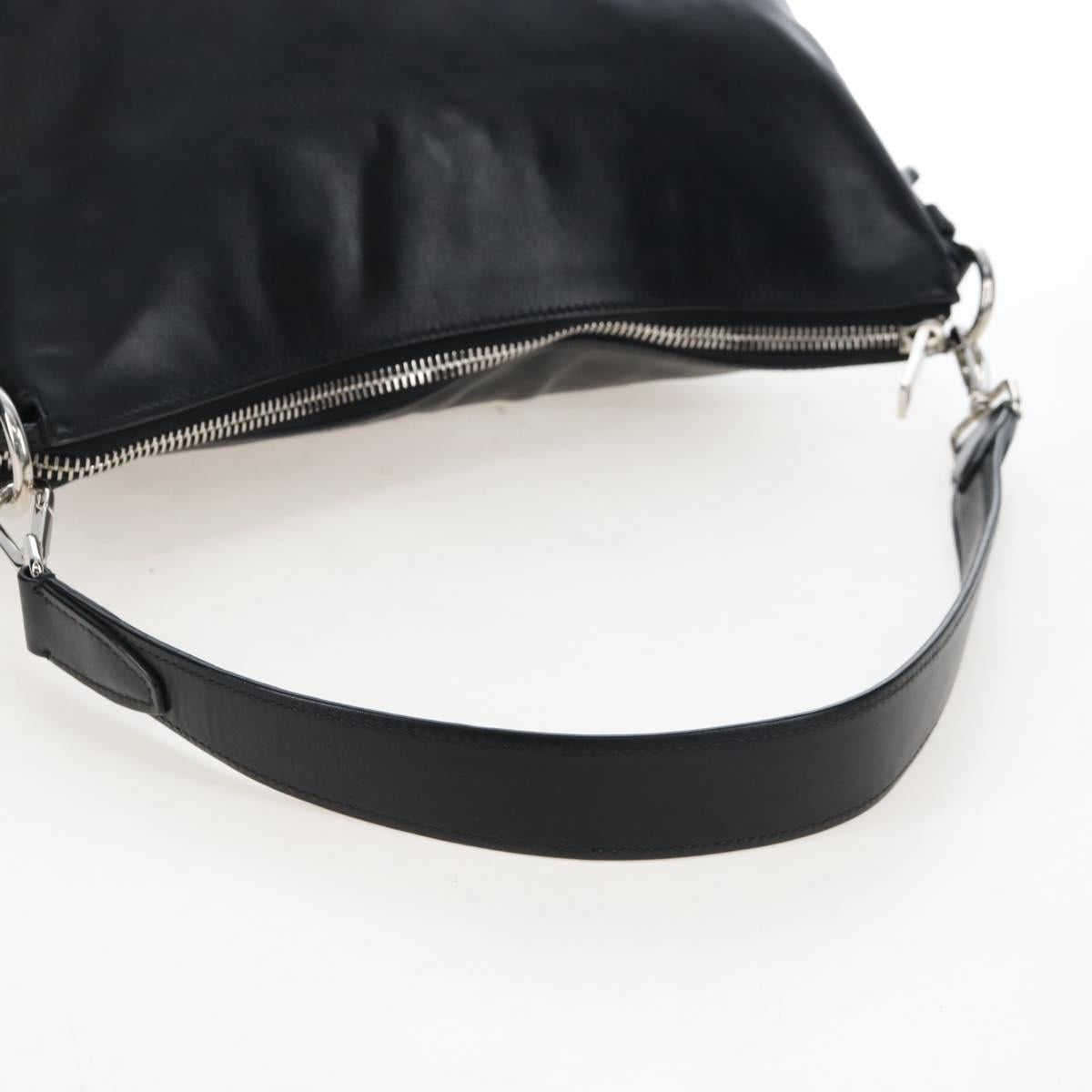 PRADA Shoulder Bag Leather Black Silver Auth am12823SAM