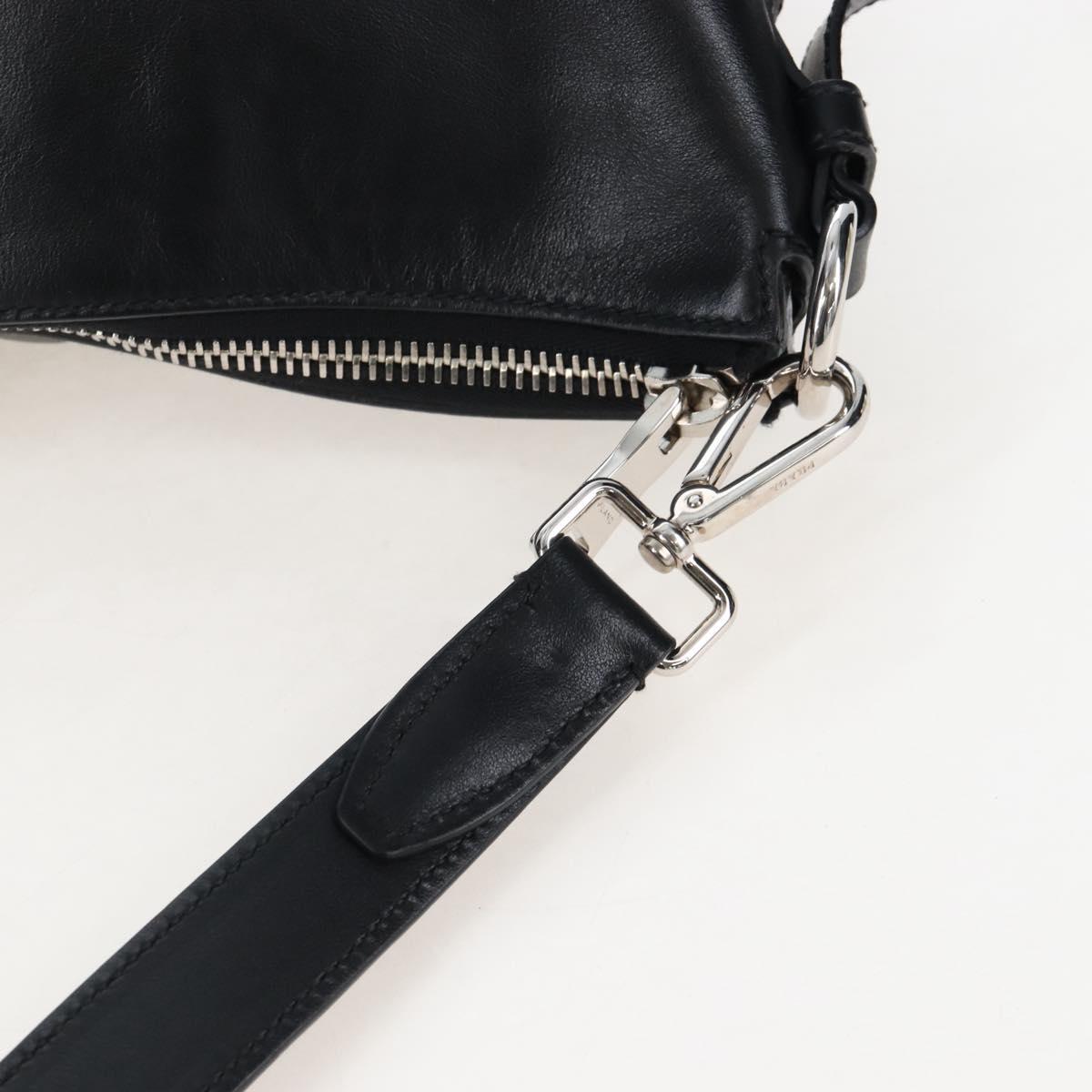 PRADA Shoulder Bag Leather Black Silver Auth am12823SAM