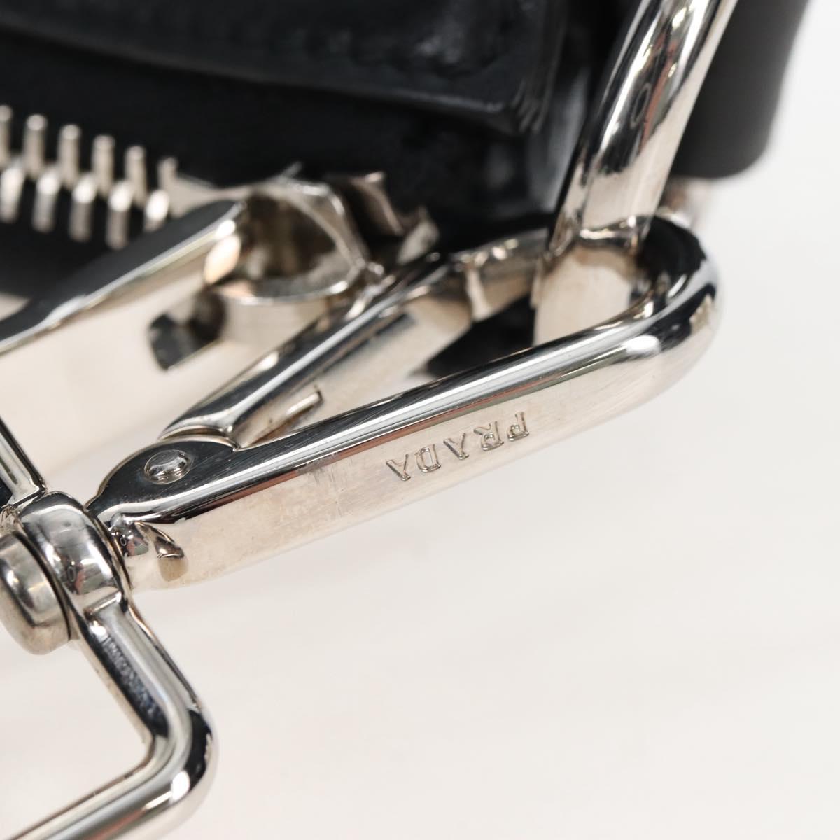PRADA Shoulder Bag Leather Black Silver Auth am12823SAM