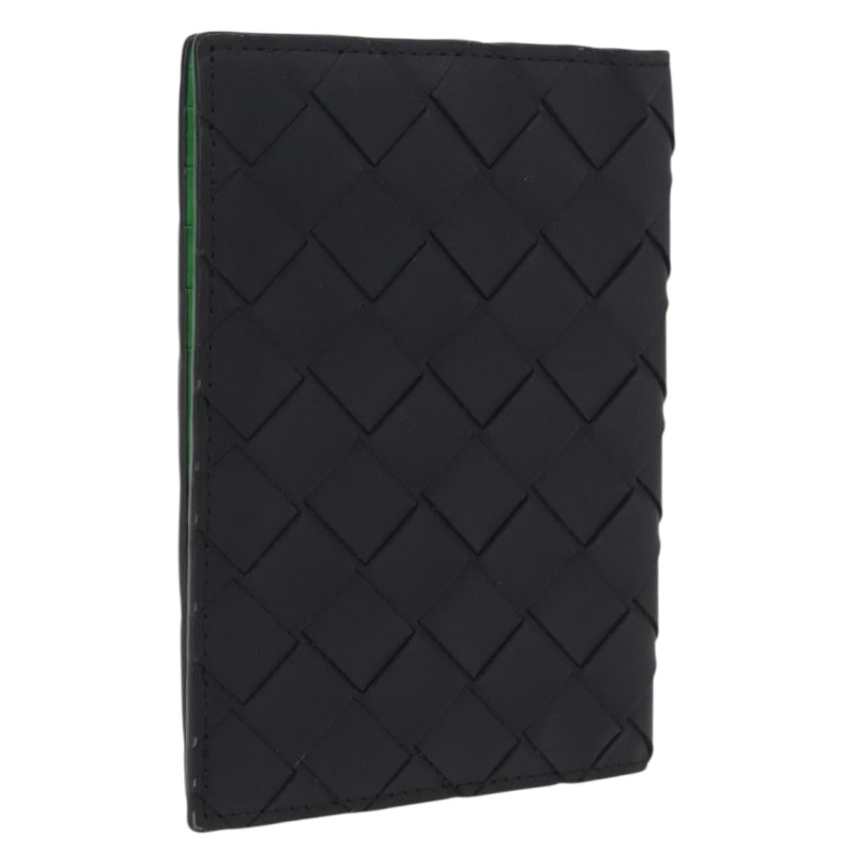 Bottega Veneta INTRECCIATO Passport Case Leather Black Green Auth am12830M