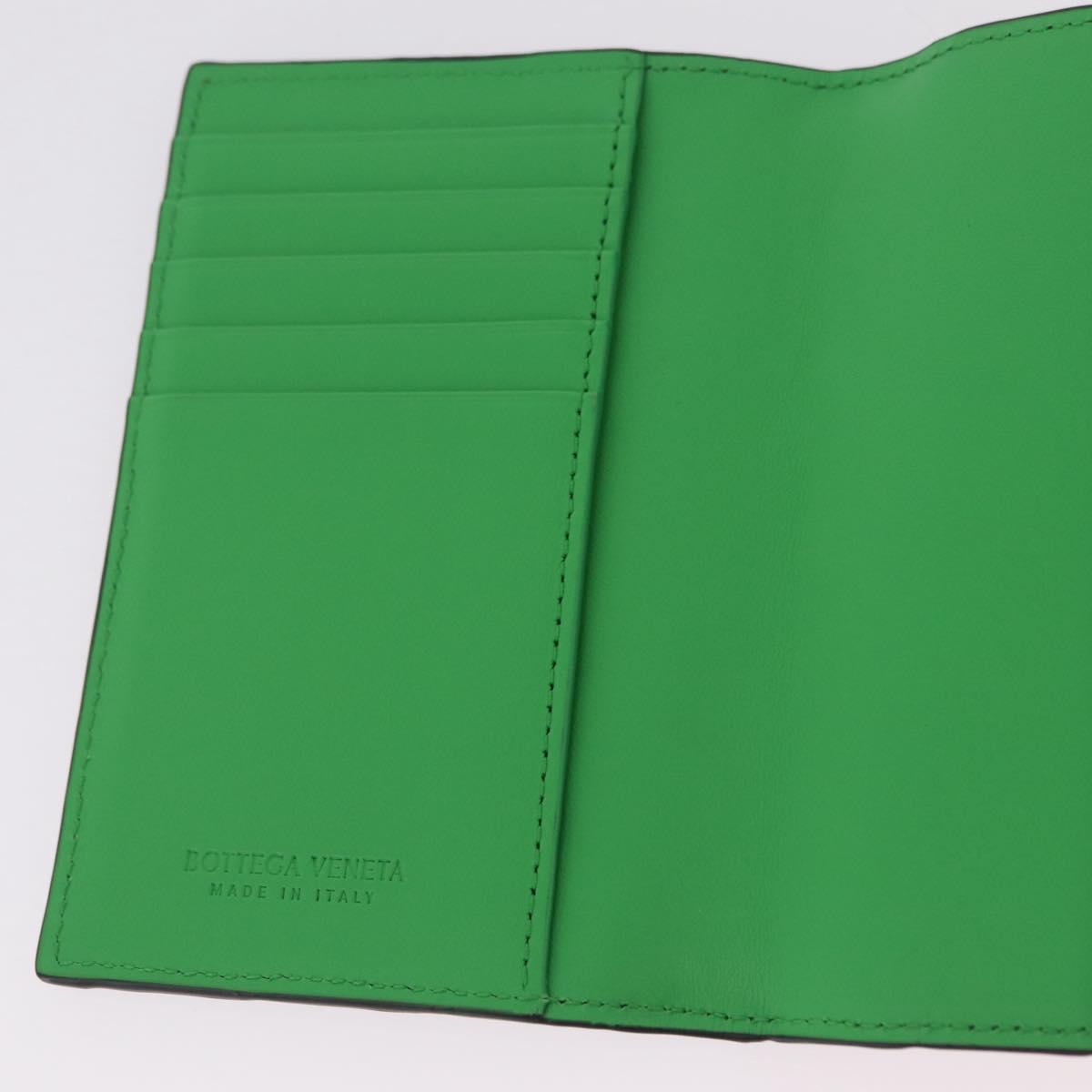 Bottega Veneta INTRECCIATO Passport Case Leather Black Green Auth am12830M