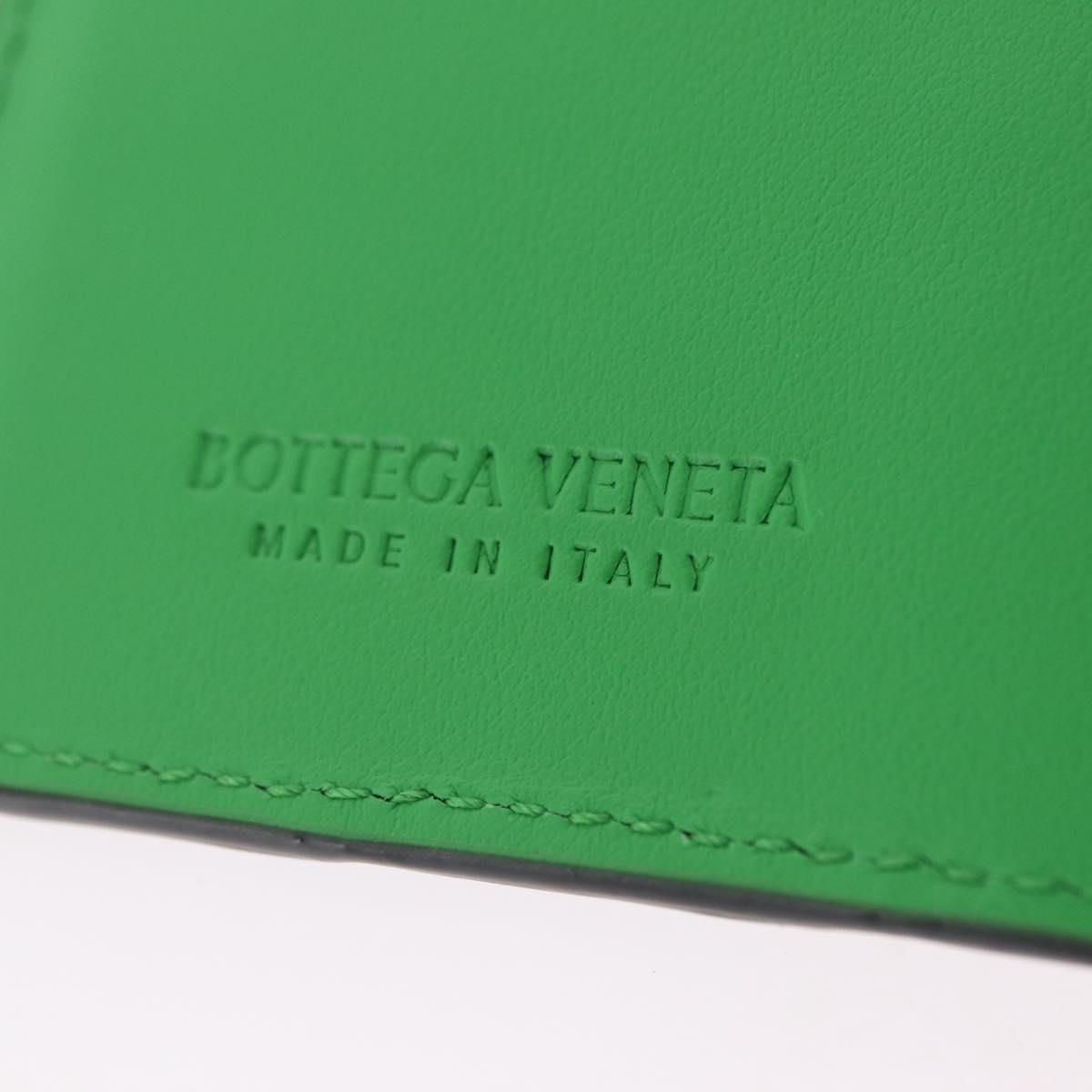 Bottega Veneta INTRECCIATO Passport Case Leather Black Green Auth am12830M