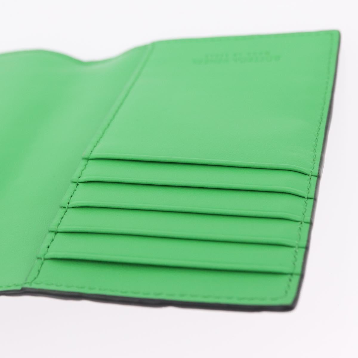 Bottega Veneta INTRECCIATO Passport Case Leather Black Green Auth am12830M