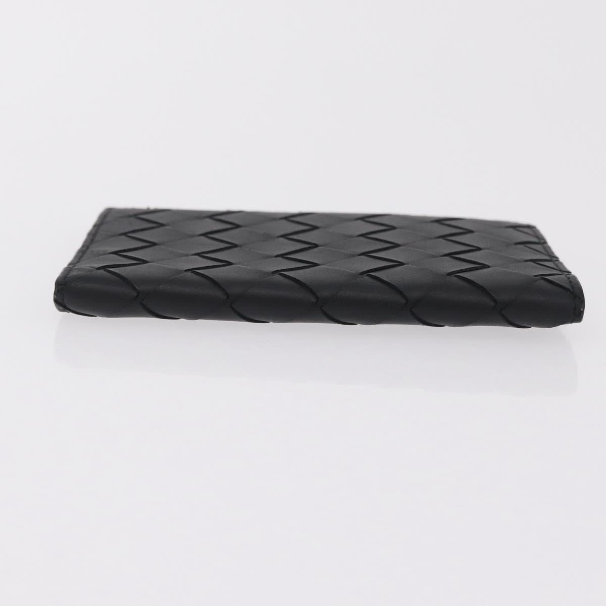 Bottega Veneta INTRECCIATO Passport Case Leather Black Green Auth am12830M