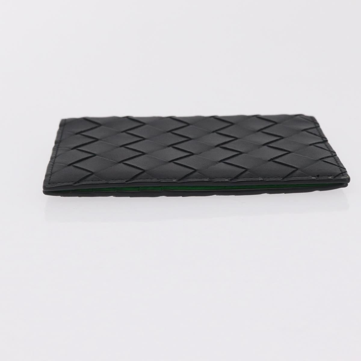 Bottega Veneta INTRECCIATO Passport Case Leather Black Green Auth am12830M