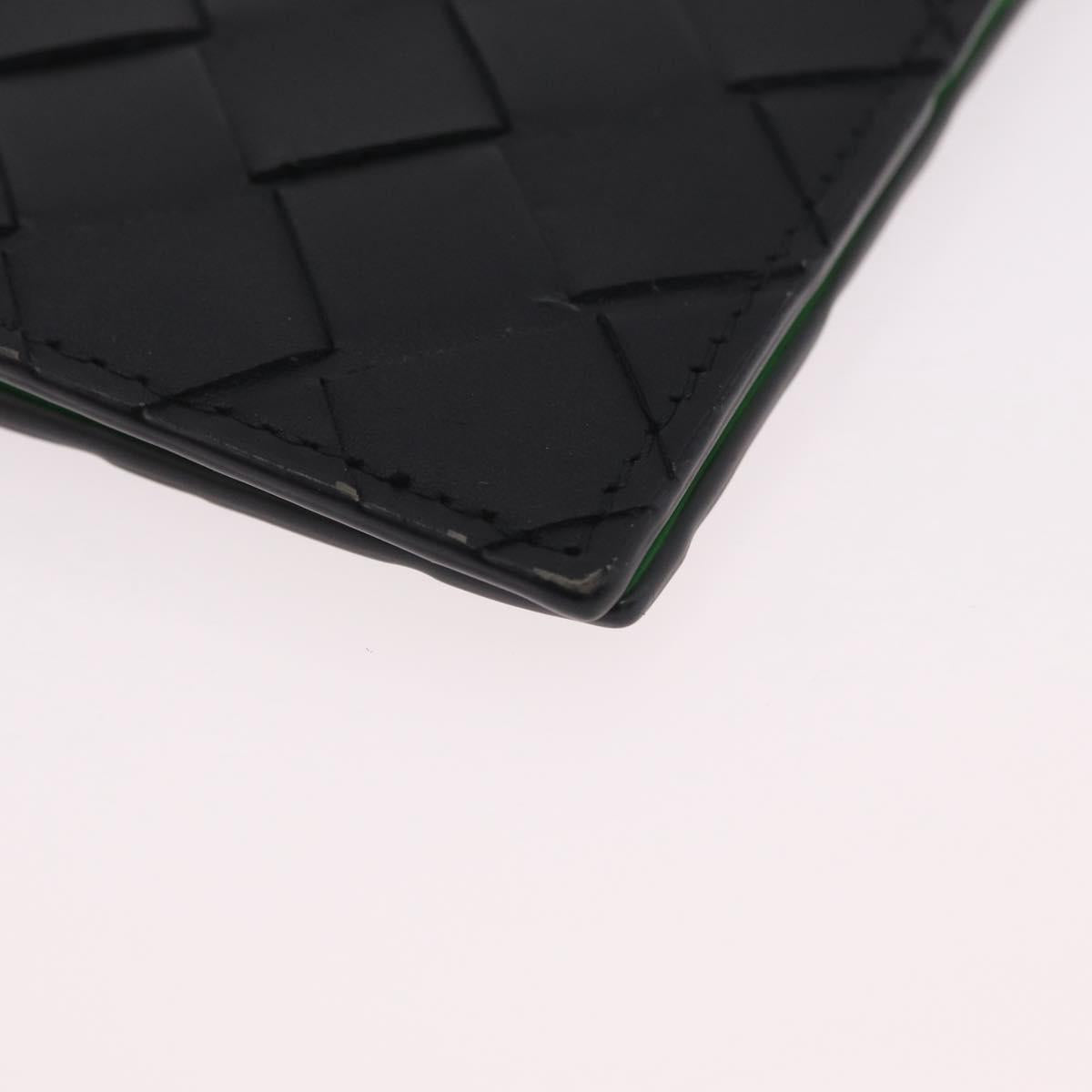 Bottega Veneta INTRECCIATO Passport Case Leather Black Green Auth am12830M