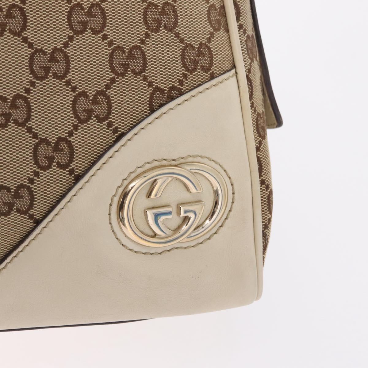 GUCCI GG Canvas Newbrit Tote Bag Beige Gold Tone 169971 Auth am12832V