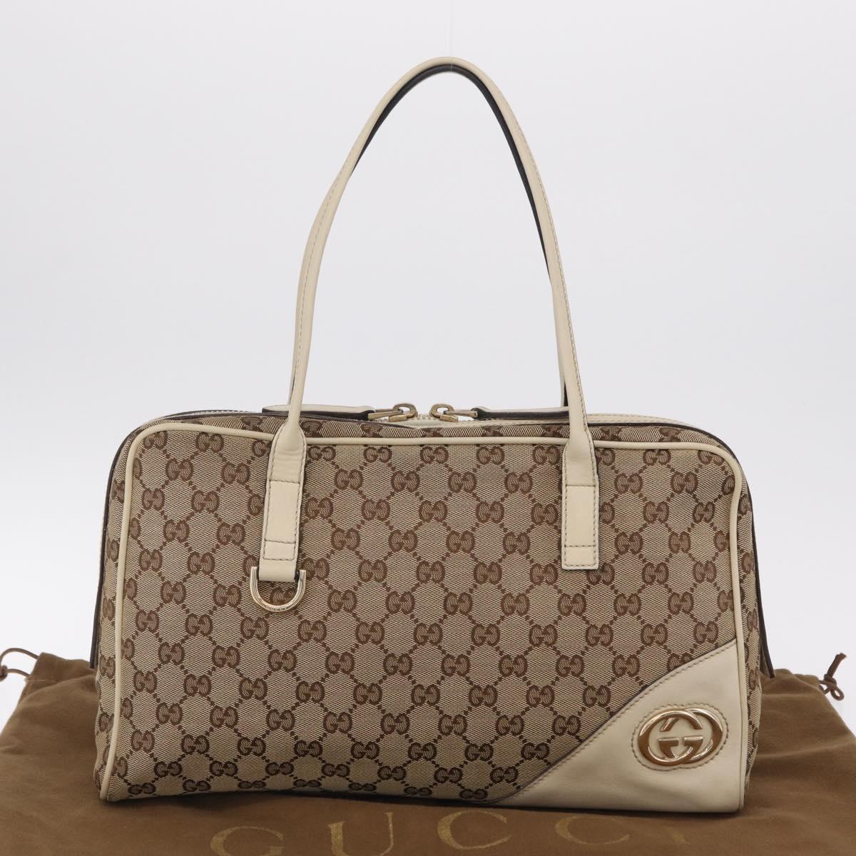 GUCCI GG Canvas Newbrit Tote Bag Beige Gold Tone 169971 Auth am12832V