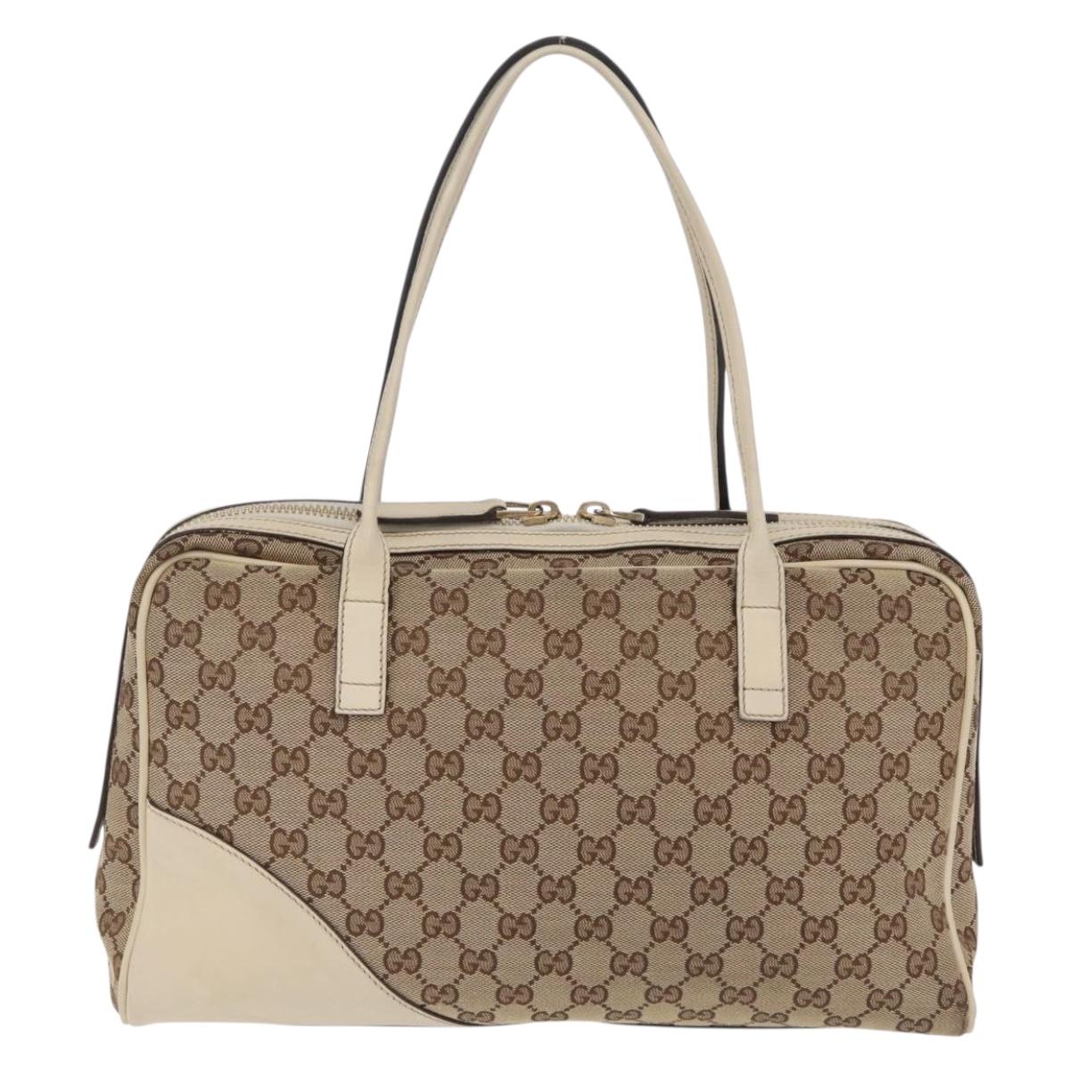 GUCCI GG Canvas Newbrit Tote Bag Beige Gold Tone 169971 Auth am12832V