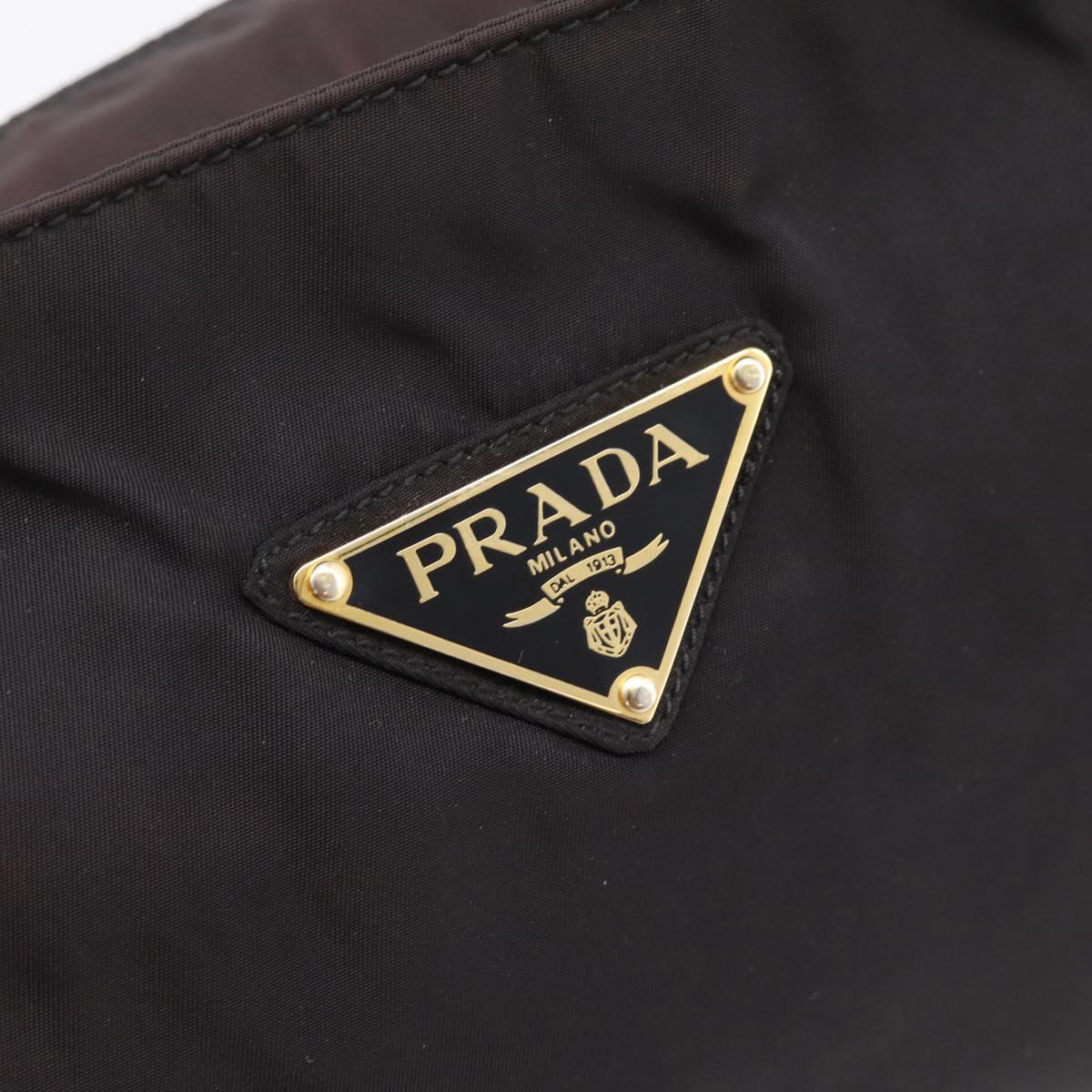 PRADA Metal Handle Hand Bag Nylon Black Auth am12838A