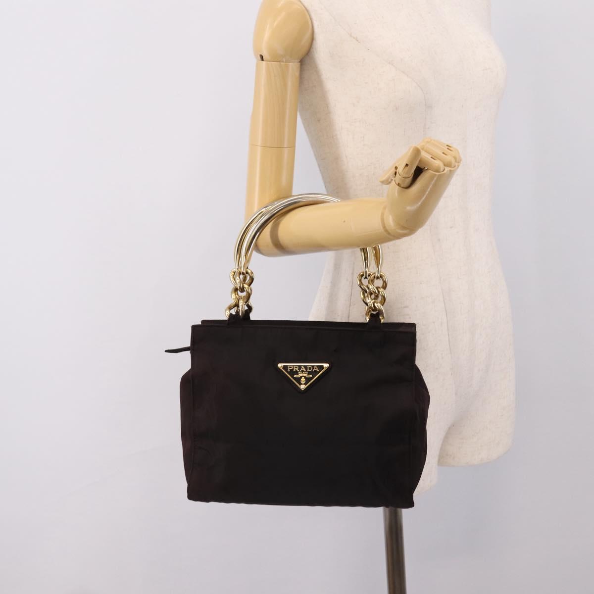PRADA Metal Handle Hand Bag Nylon Black Auth am12838A