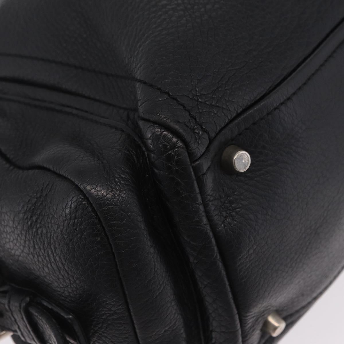 PRADA Shoulder Hand Bag Leather Black Silver Auth am12841V