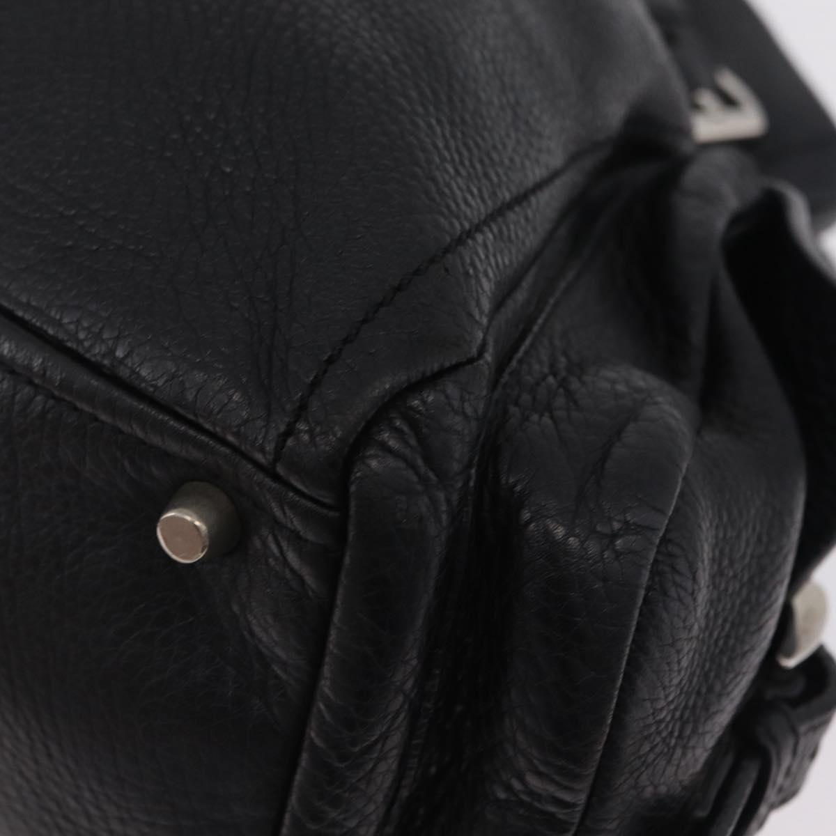PRADA Shoulder Hand Bag Leather Black Silver Auth am12841V