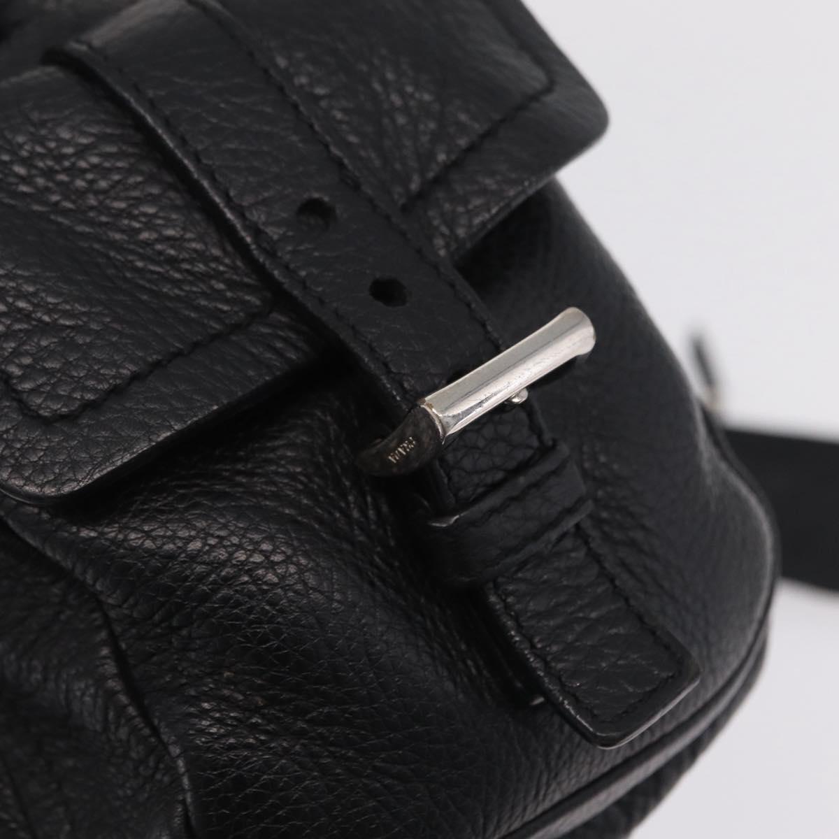 PRADA Shoulder Hand Bag Leather Black Silver Auth am12841V