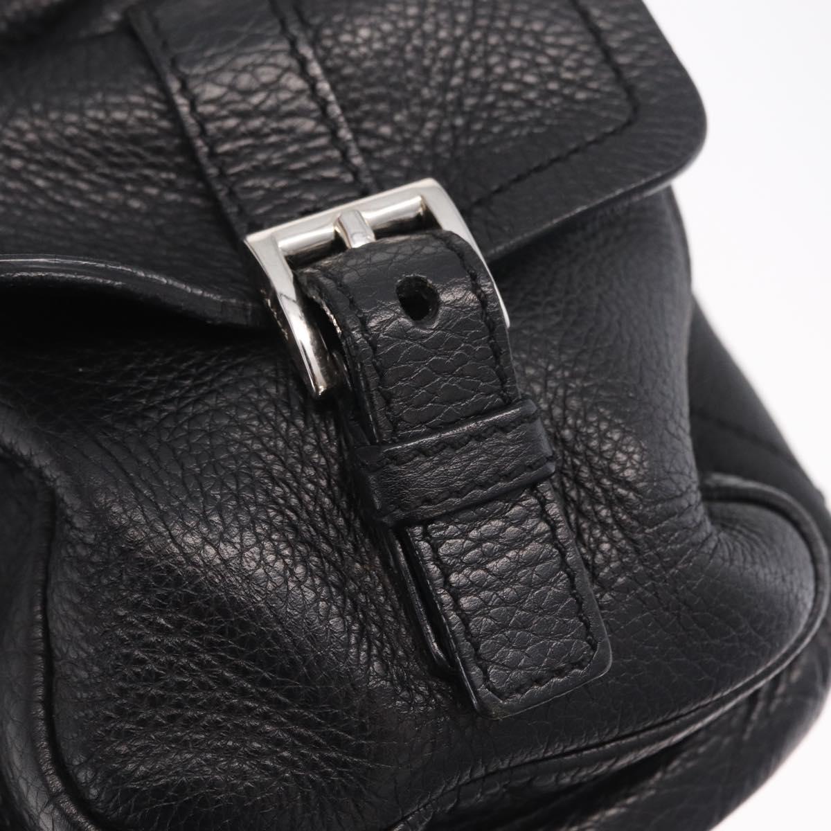 PRADA Shoulder Hand Bag Leather Black Silver Auth am12841V