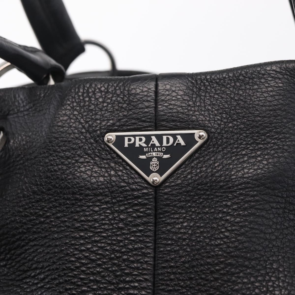 PRADA Shoulder Hand Bag Leather Black Silver Auth am12841V