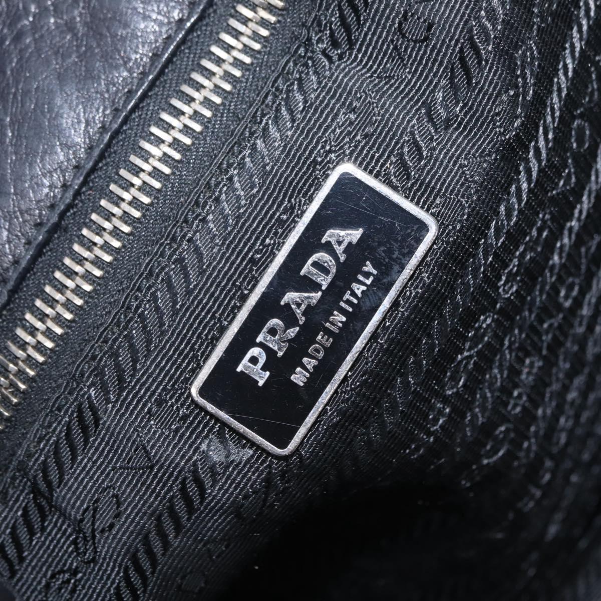 PRADA Shoulder Hand Bag Leather Black Silver Auth am12841V