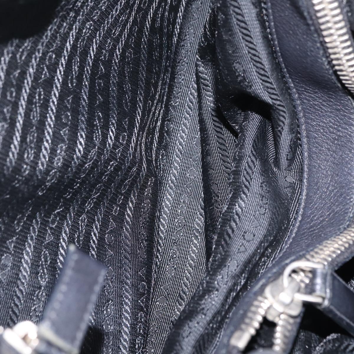 PRADA Shoulder Hand Bag Leather Black Silver Auth am12841V