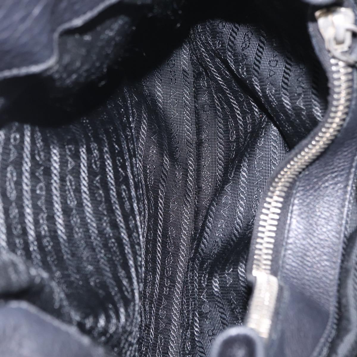 PRADA Shoulder Hand Bag Leather Black Silver Auth am12841V