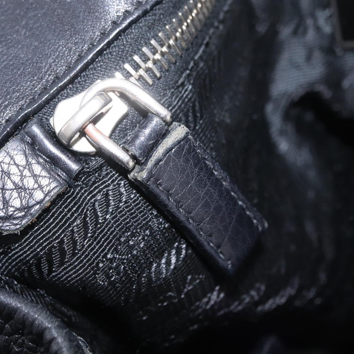 PRADA Shoulder Hand Bag Leather Black Silver Auth am12841V
