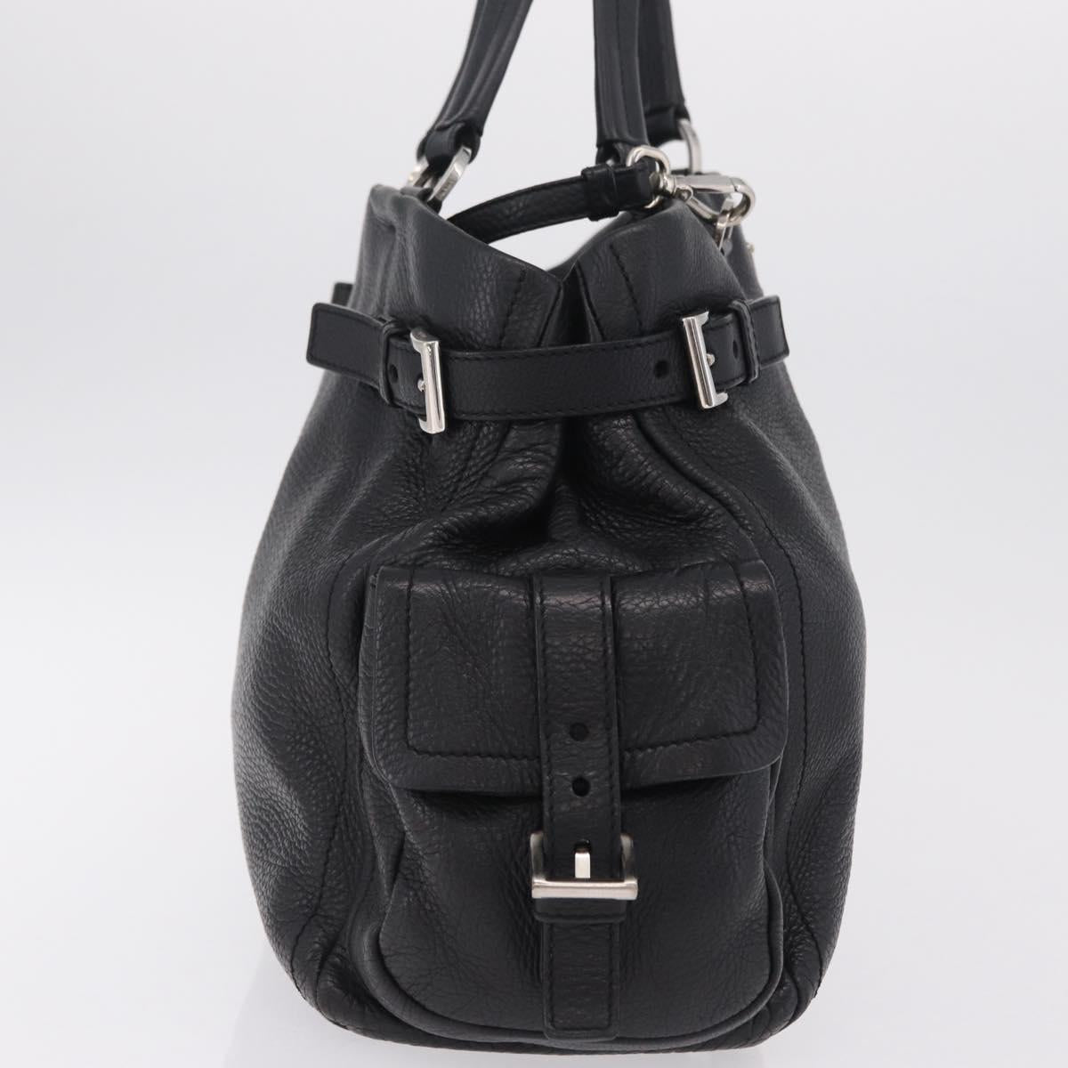 PRADA Shoulder Hand Bag Leather Black Silver Auth am12841V