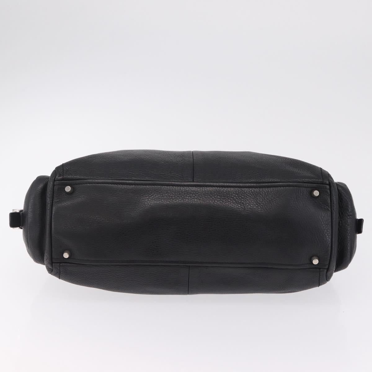PRADA Shoulder Hand Bag Leather Black Silver Auth am12841V