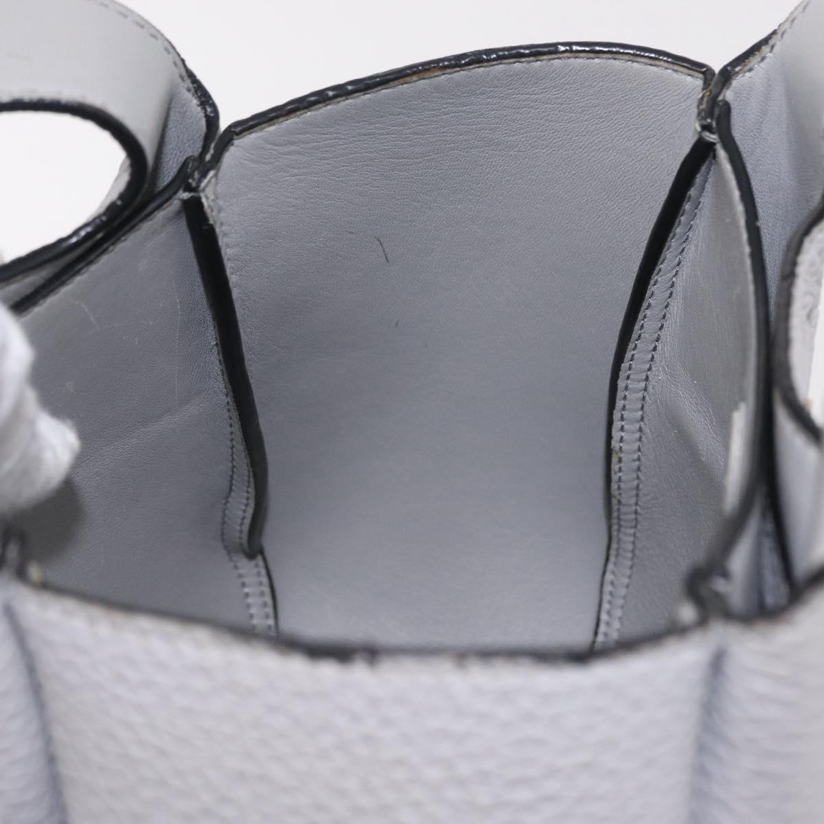 PRADA Vittelodanoy Hand Bag Leather Gray Silver Auth am12842A