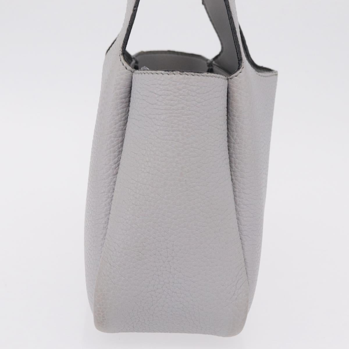 PRADA Vittelodanoy Hand Bag Leather Gray Silver Auth am12842A