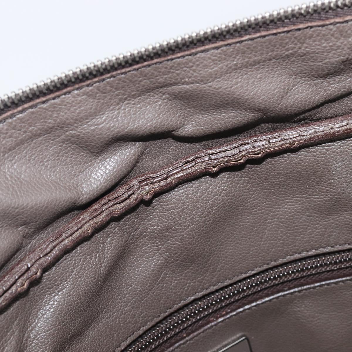PRADA Boston Bag Leather Gray Silver Auth am12847