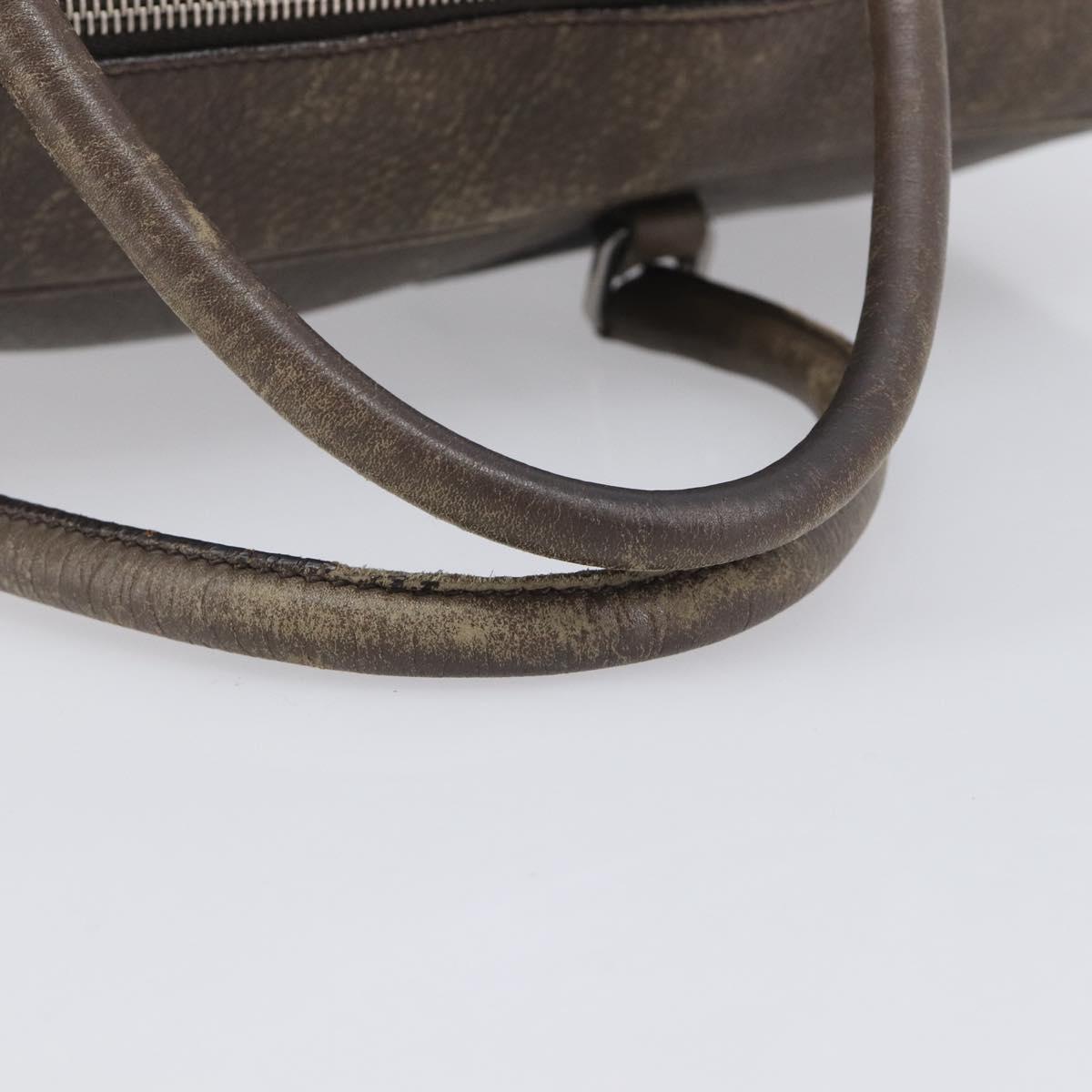 PRADA Boston Bag Leather Gray Silver Auth am12847