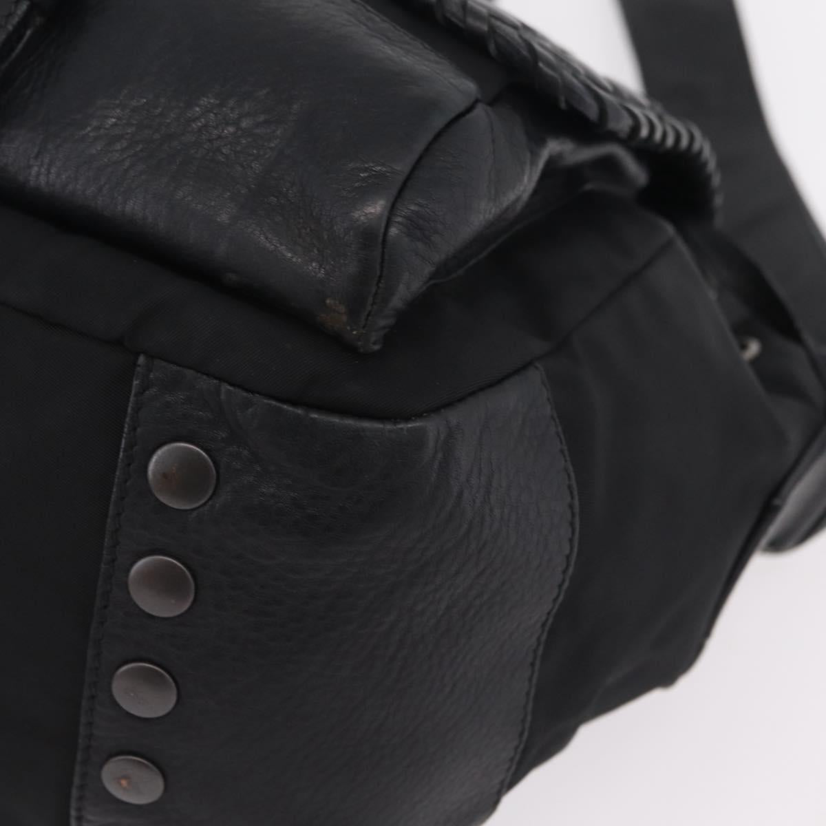 PRADA Studs Shoulder Bag Nylon Black Silver Auth am12849A
