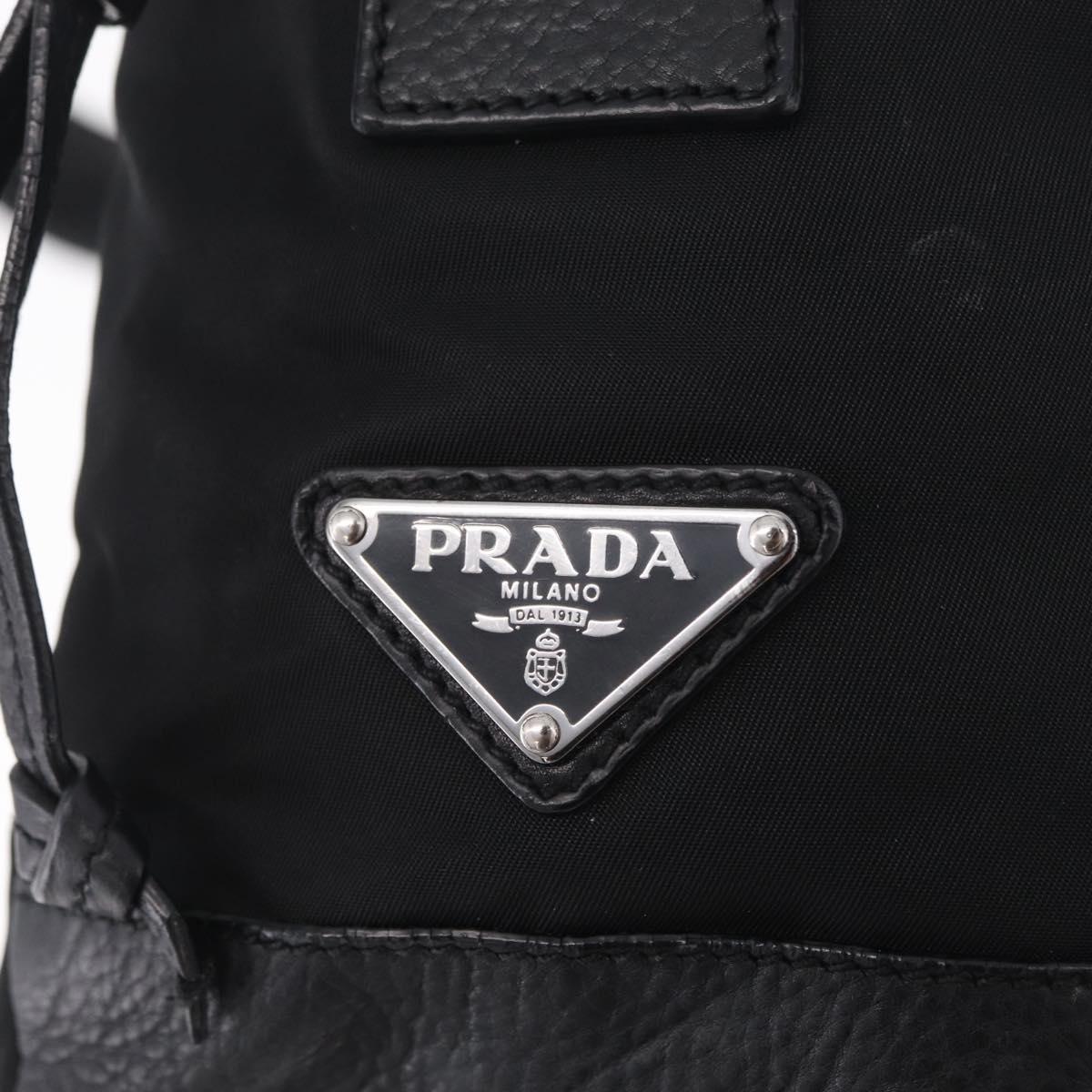 PRADA Studs Shoulder Bag Nylon Black Silver Auth am12849A