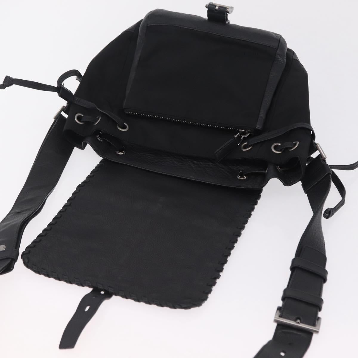 PRADA Studs Shoulder Bag Nylon Black Silver Auth am12849A