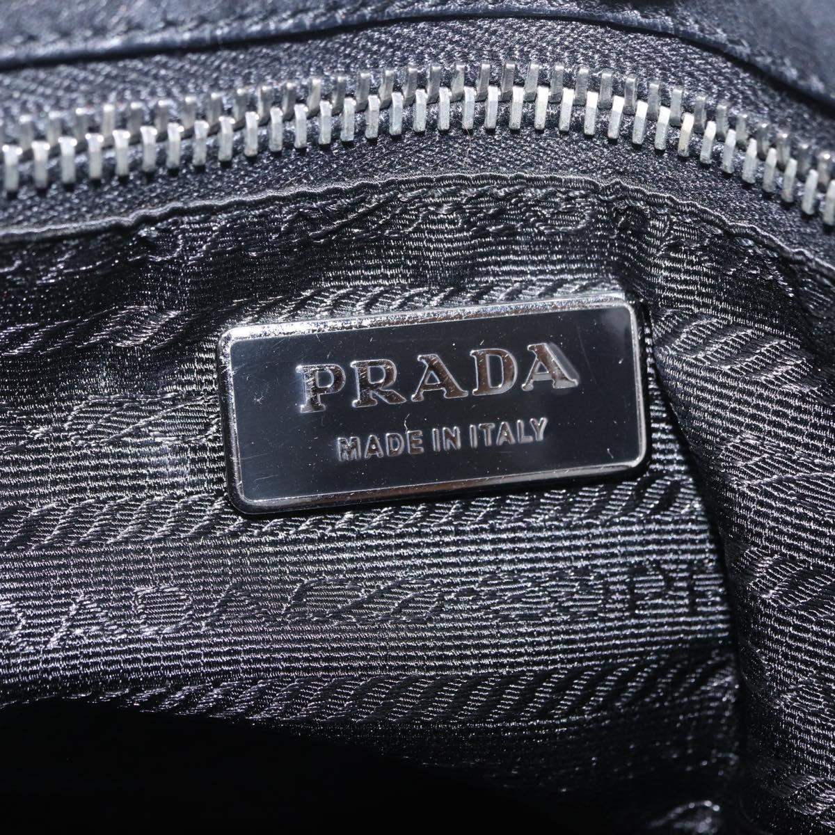 PRADA Studs Shoulder Bag Nylon Black Silver Auth am12849A