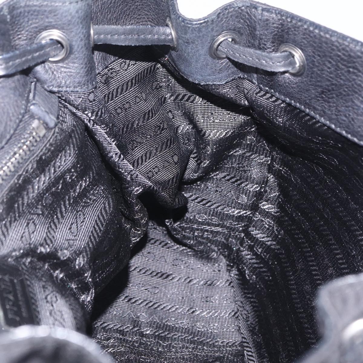 PRADA Studs Shoulder Bag Nylon Black Silver Auth am12849A