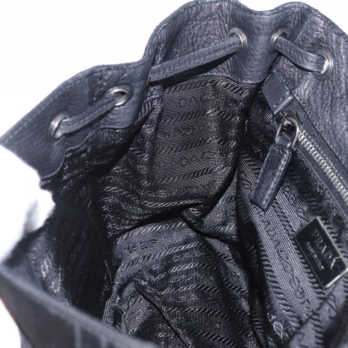 PRADA Studs Shoulder Bag Nylon Black Silver Auth am12849A