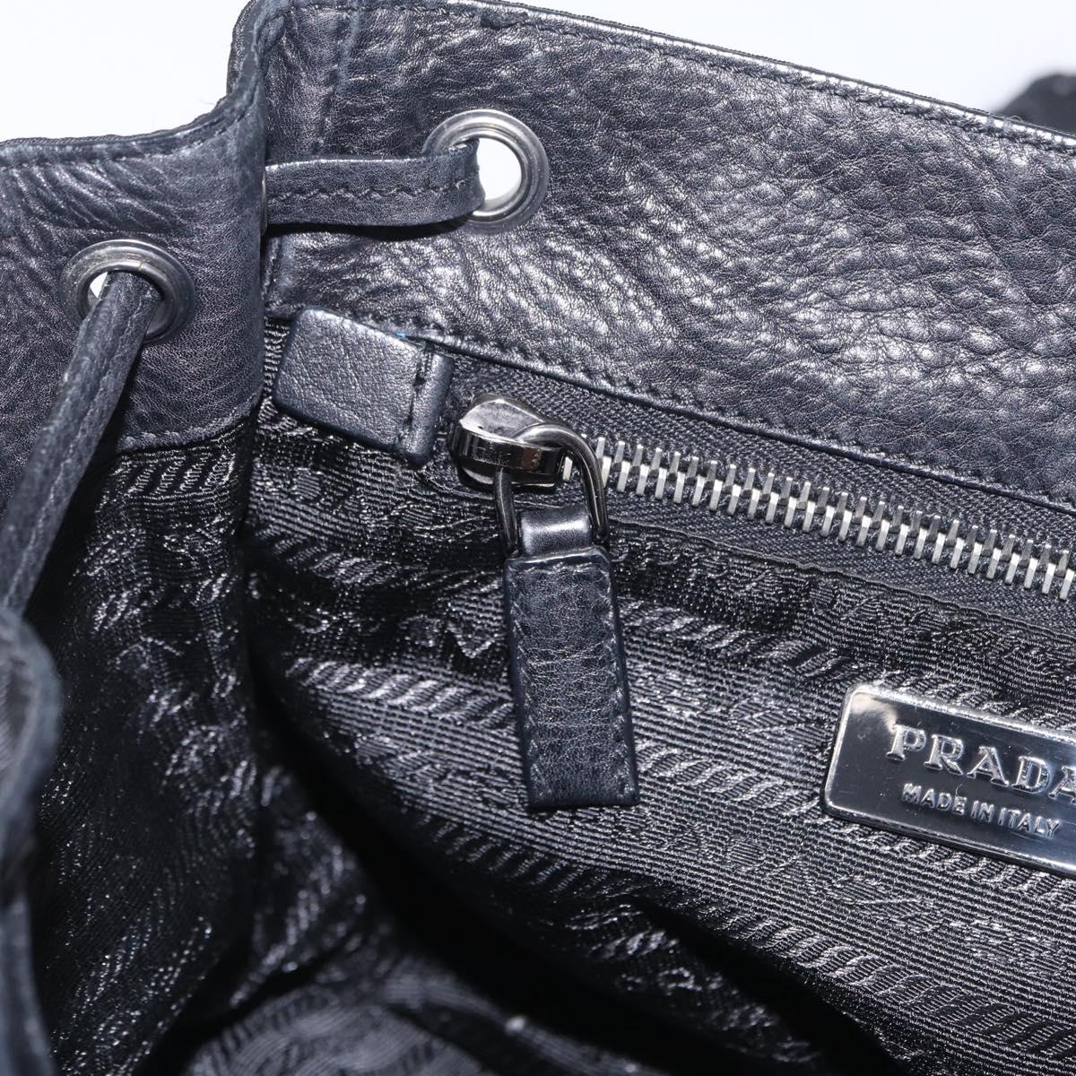 PRADA Studs Shoulder Bag Nylon Black Silver Auth am12849A