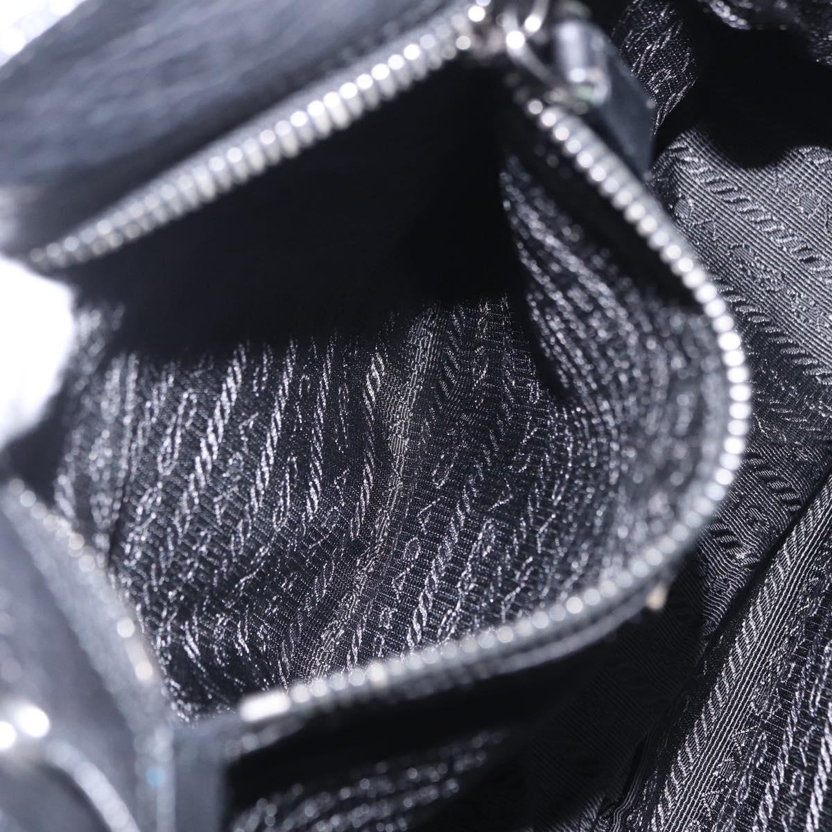 PRADA Studs Shoulder Bag Nylon Black Silver Auth am12849A