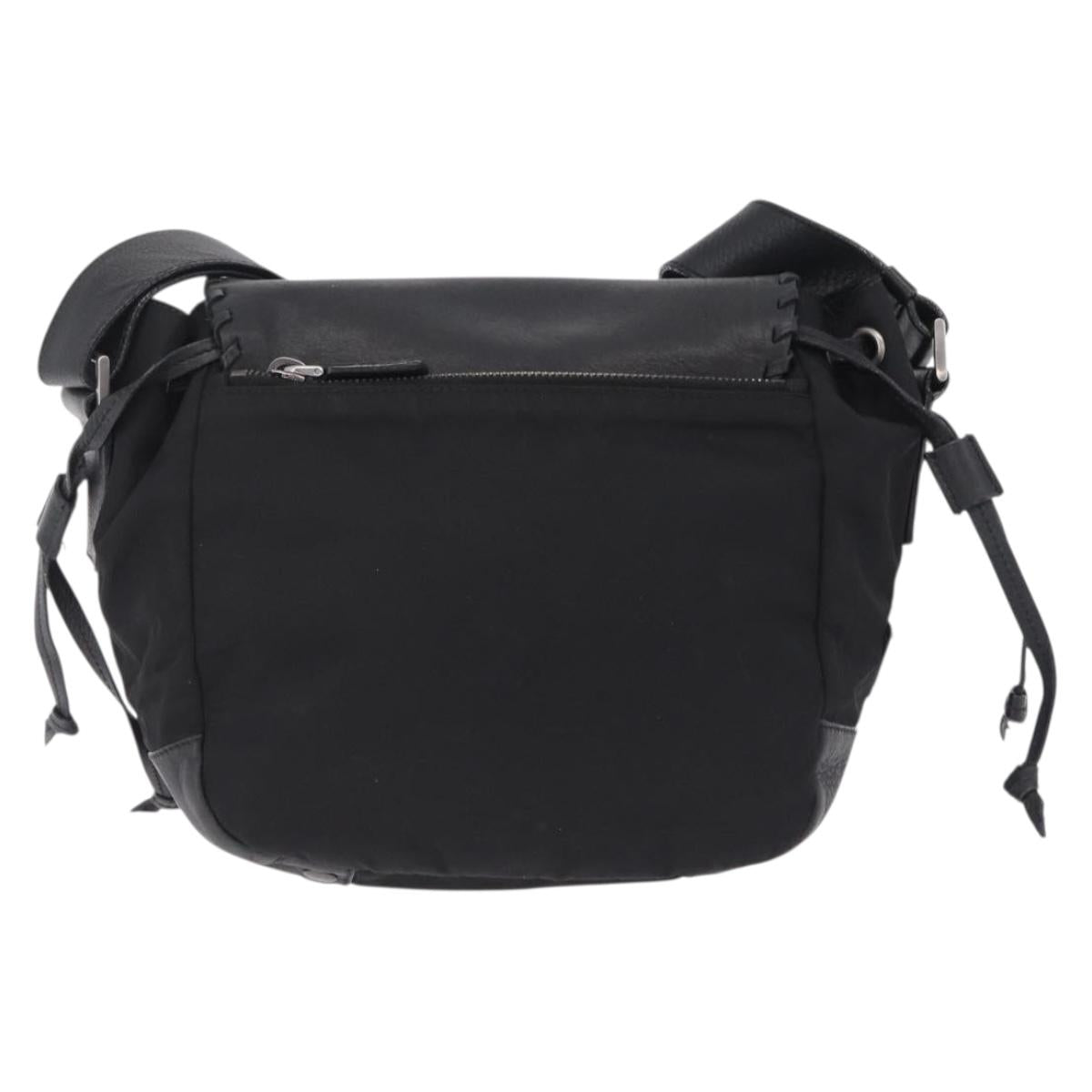 PRADA Studs Shoulder Bag Nylon Black Silver Auth am12849A