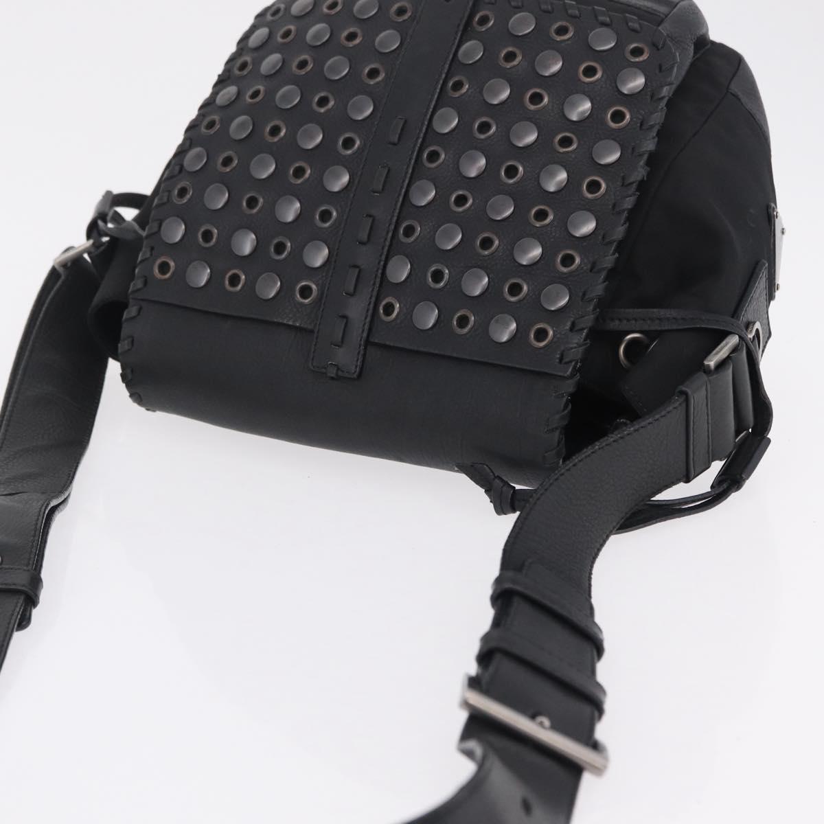 PRADA Studs Shoulder Bag Nylon Black Silver Auth am12849A