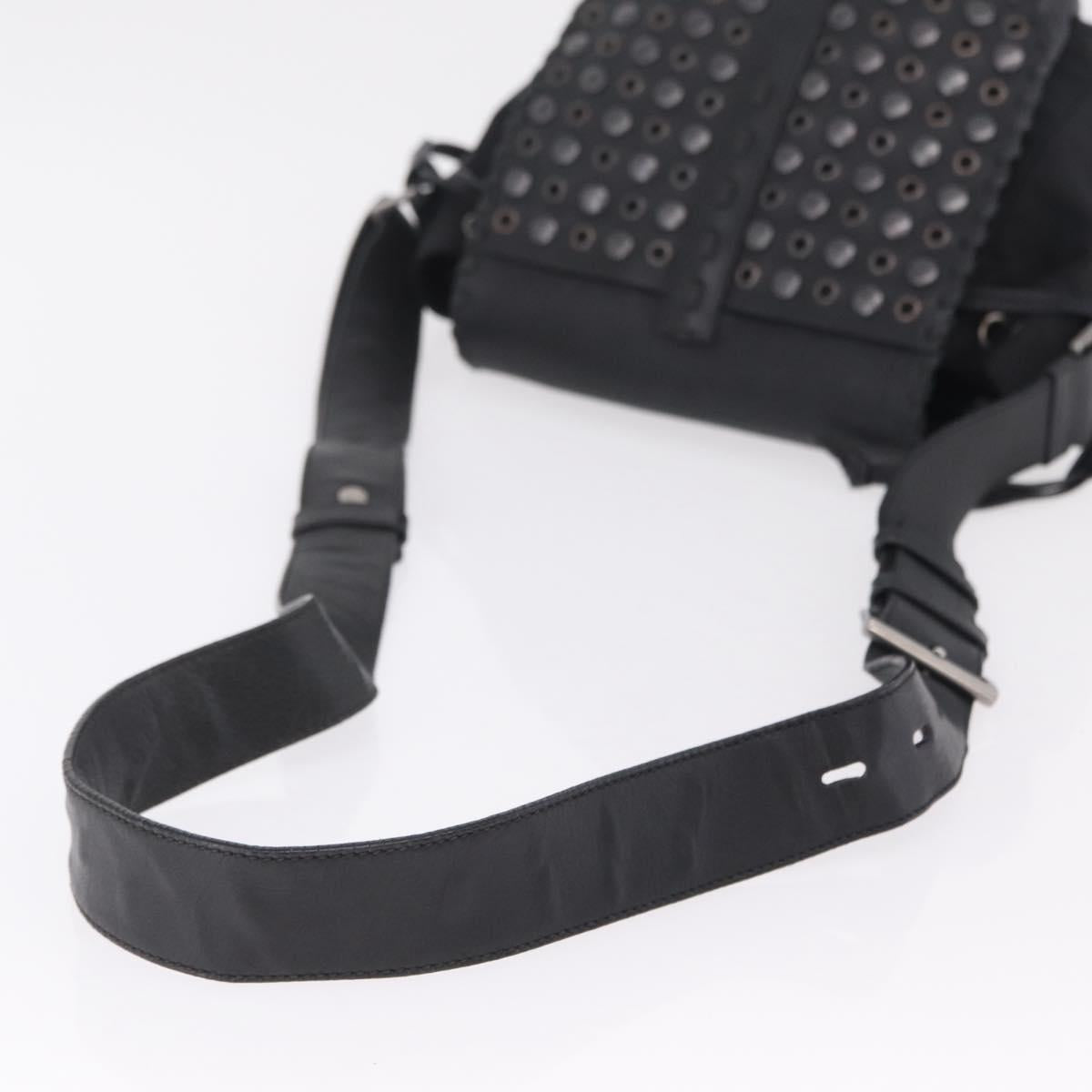 PRADA Studs Shoulder Bag Nylon Black Silver Auth am12849A