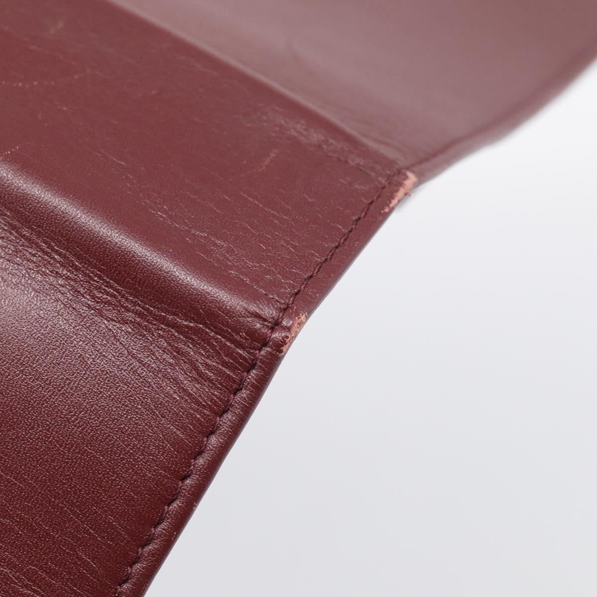 Cartier Must Line Day Planner Cover Leather Bordeaux Gold Tone Auth am12861A
