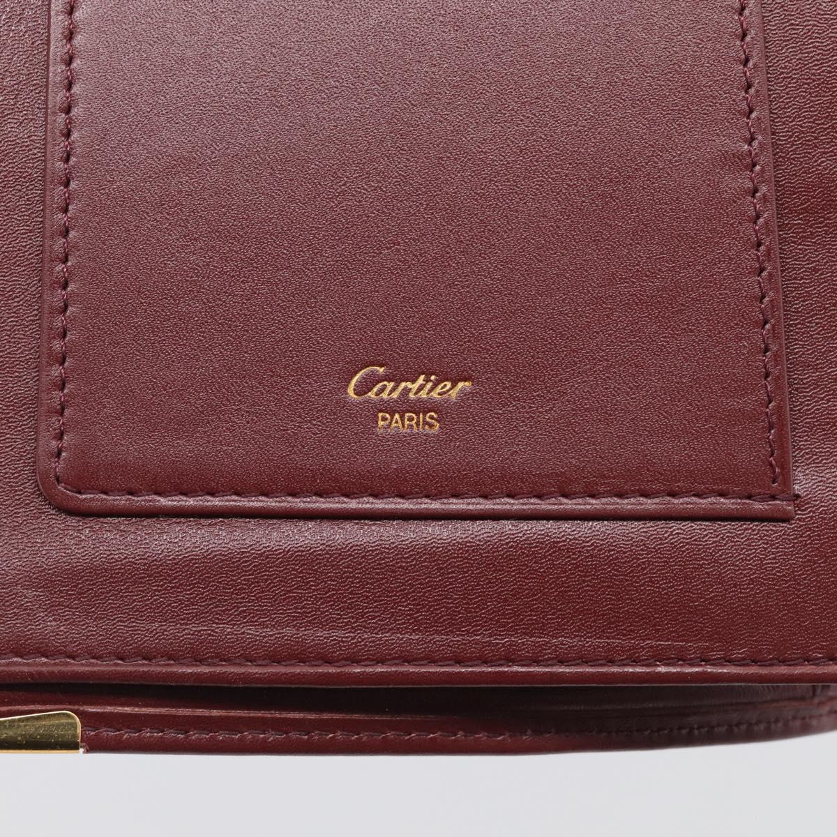Cartier Must Line Day Planner Cover Leather Bordeaux Gold Tone Auth am12861A