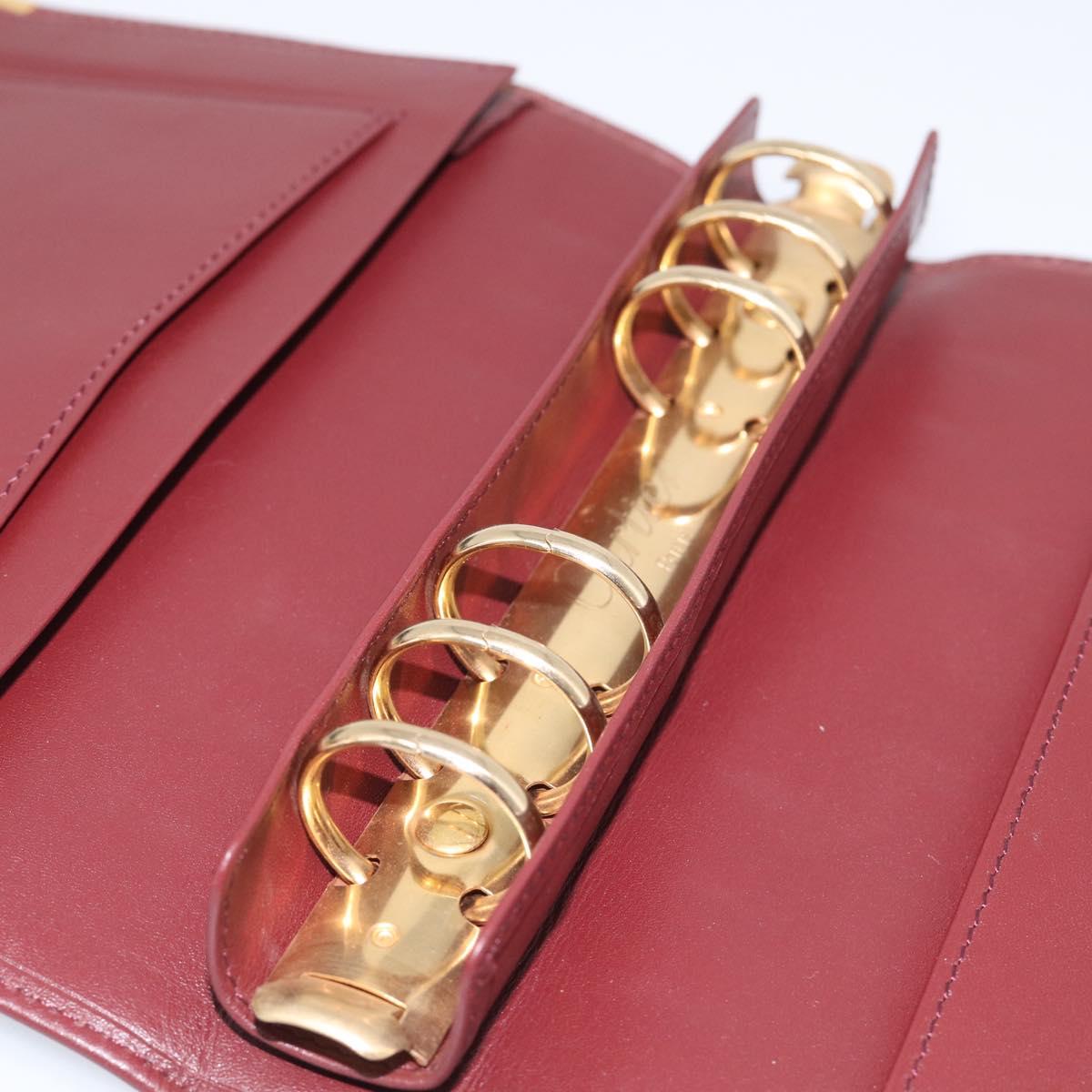 Cartier Must Line Day Planner Cover Leather Bordeaux Gold Tone Auth am12861A