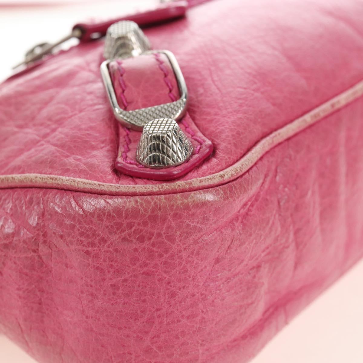 Balenciaga Giant Hip Shoulder Bag Leather Pink Silver 237203 Auth am12874V