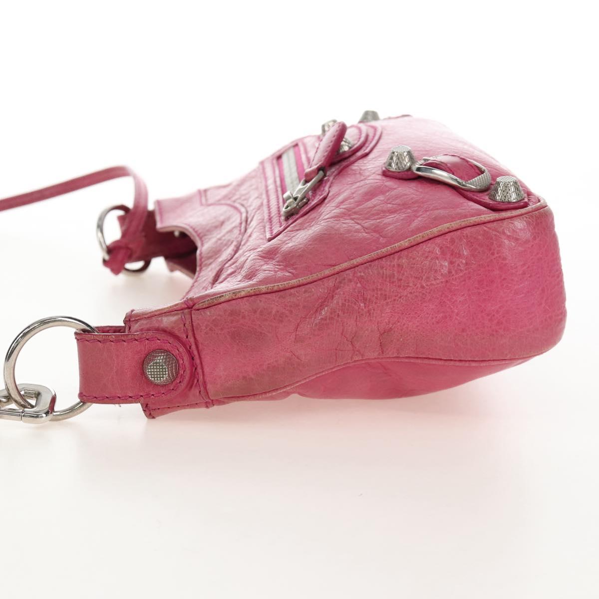Balenciaga Giant Hip Shoulder Bag Leather Pink Silver 237203 Auth am12874V